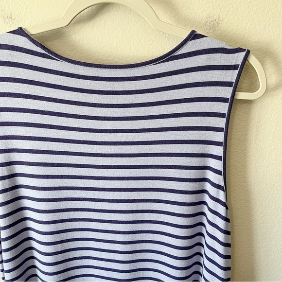 Soft Surroundings Sarina Striped Asymmetrical Midi Dress Periwinkle Pima Cotton - Picture 6 of 9